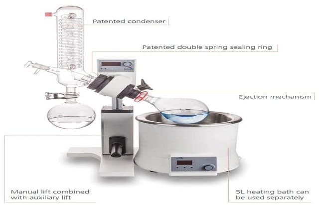 features produk rotary evaporator vertical coiled condenser sci100 s